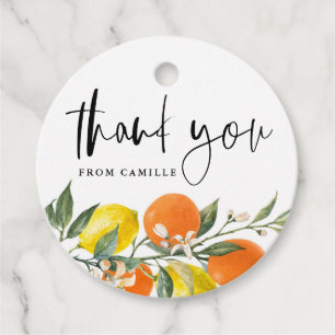 Botanischer Orange und Zitronen-Abschluss-Dankesch Geschenkanhänger