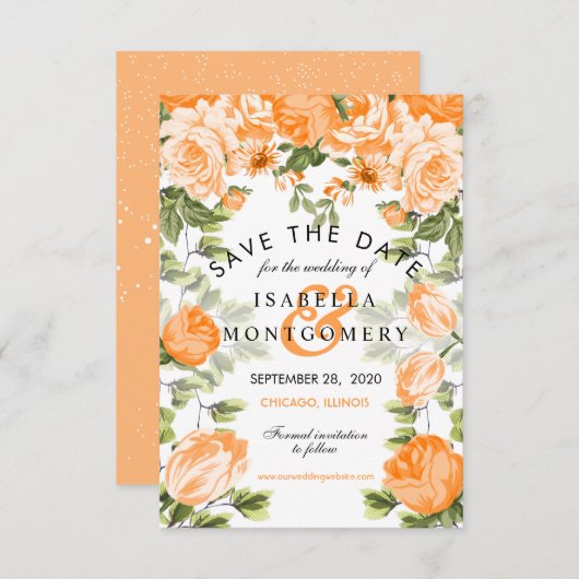 Botanischer Orangenfloral - Einladung (Vorne/Hinten)