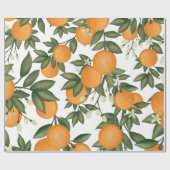 Botanischer Orangenzitrus Sommer Grüngarten Geschenkpapier (Flach)