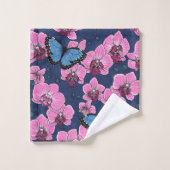 Botanischer Orchideengarten mit Schmetterlingen Badhandtuch Set (Waschlappen)