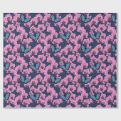 Botanischer Orchideengarten mit Schmetterlingen Geschenkpapier (Flach)