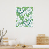 Botanischer Orchideengarten mit Schmetterlingen in Poster (Küche)