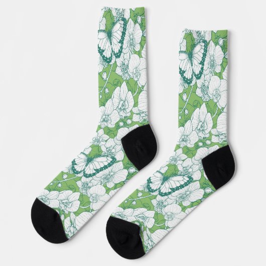 Botanischer Orchideengarten mit Schmetterlingen in Socken (Linkes Detail)