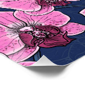 Botanischer Orchideengarten mit Schmetterlingen Poster (Ecke)