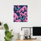 Botanischer Orchideengarten mit Schmetterlingen Poster (Heimbüro)