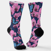 Botanischer Orchideengarten mit Schmetterlingen Socken (Gewinkelt)