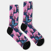 Botanischer Orchideengarten mit Schmetterlingen Socken (Rechts)