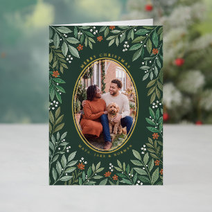 Botanischer ovaler Kranz Frohe Weihnachten Foto