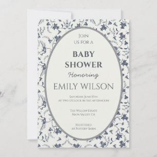 Botanischer ovaler Rahmen Baby Shower Einladung