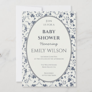 Botanischer ovaler Rahmen Baby Shower Einladung