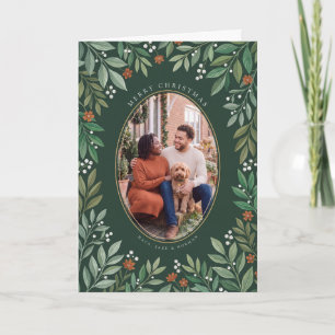 Botanischer ovaler Rahmen Frohe Weihnachten Foto