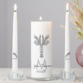 Botanischer Palmblätterhandzieher Monogramm Kerzenset