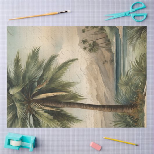 Botanischer Palmenbaum Wasserfarben Ephemere Seidenpapier (Basteln)