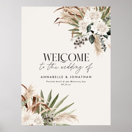 Botanischer Pampas-Eukalyptus-Hochzeitsempfang Poster (Vorne)