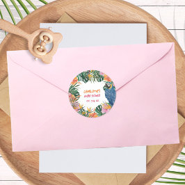 Botanischer Papagei Jungle Babydusche Runder Aufkleber