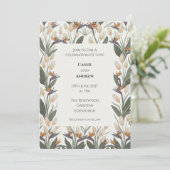 Botanischer Paradiesvogel & Hasenschwanz Einladung (Stehend Vorderseite)