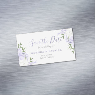 Botanischer Periwinkle Wasserfarbe Save the Date Magnetische Visitenkarte