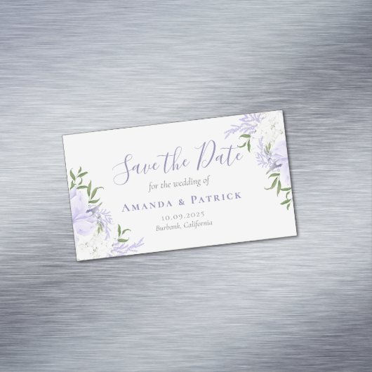 Botanischer Periwinkle Wasserfarbe Save the Date Magnetische Visitenkarte (Beispiel)