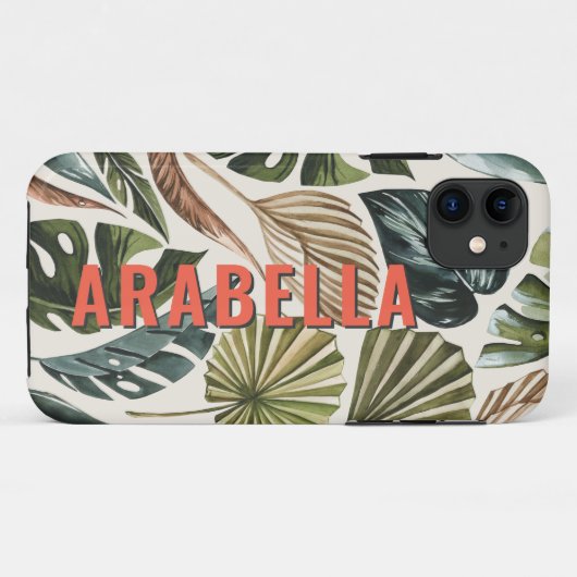 Botanischer personalisierter Name des tropischen B Case-Mate iPhone Hülle (Rückseite (Horizontal))