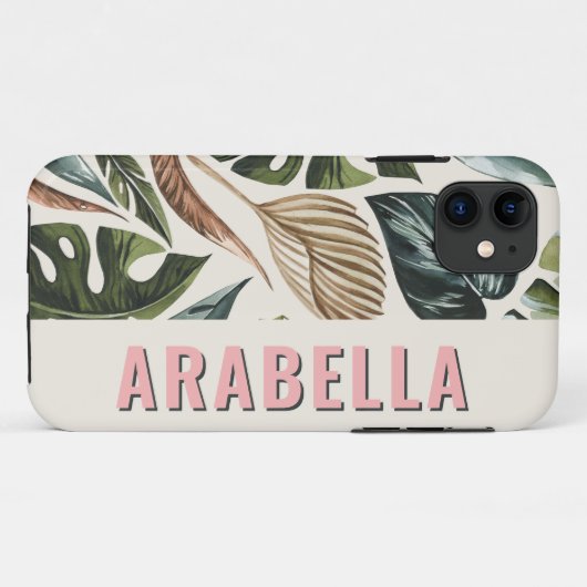 Botanischer personalisierter Name des tropischen B Case-Mate iPhone Hülle (Rückseite (Horizontal))