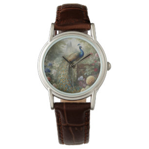 Botanischer Pfau bei Schloss im englischen Garten Armbanduhr