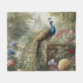 Botanischer Pfau bei Schloss im englischen Garten Fleecedecke