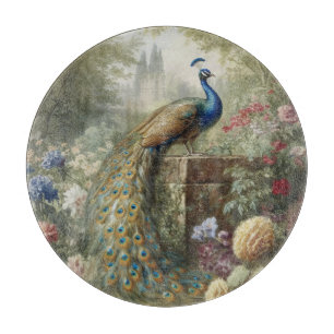 Botanischer Pfau bei Schloss im englischen Garten Schneidebrett