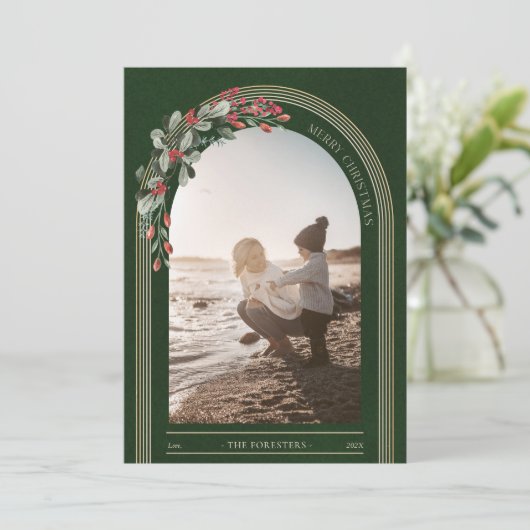 Botanischer Pfeil Modernes Foto Weihnachten (Stehend Vorderseite)