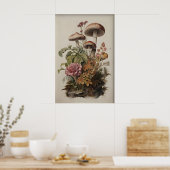 Botanischer Pilzdruck, Boho Moos Farn Poster (Küche)