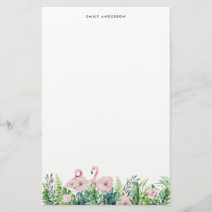 Botanischer Pink Flamingo Blumengarten Custom Briefpapier