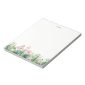 Botanischer Pink Flamingo Blumengarten Custom Notizblock (Rotiert)