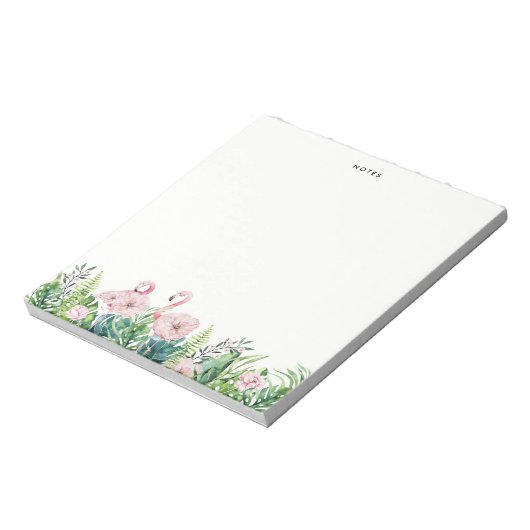 Botanischer Pink Flamingo Blumengarten Custom Notizblock (Rotiert)