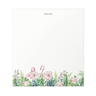 Botanischer Pink Flamingo Blumengarten Custom Notizblock