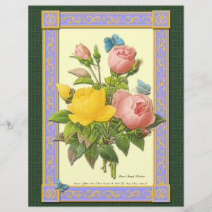 Botanischer Pink Gelbe Rosen Individueller Flyer