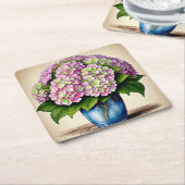 Botanischer Pink Hydrangea Blume Paper Untersetzer (angewinkelt)
