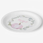 Botanischer Pink und White Pumpkin Erntedank Pappteller (Schrägansicht)