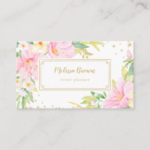 Botanischer Pink-Veranstaltungsplaner für Blumenwa Visitenkarte
