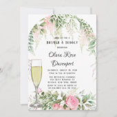 Botanischer Pink Wisteria Blumenbrunch und Bubbly Einladung (Vorderseite)