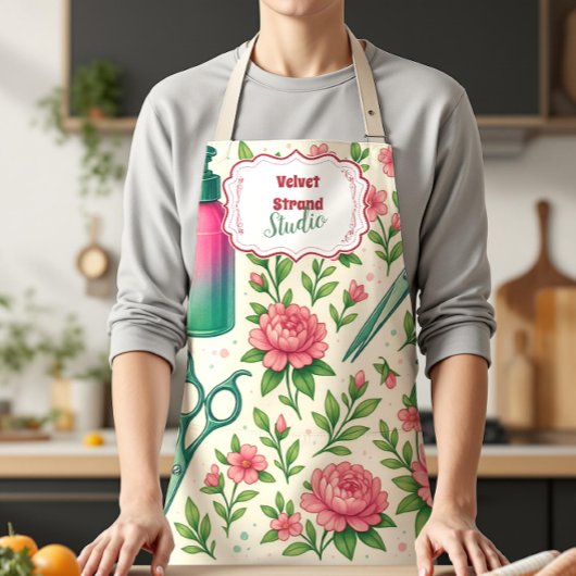 Botanischer Pinker Stylist-Schönheitsbetrieb Schürze
