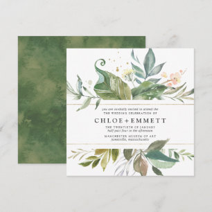 Botanischer Platz-Hochzeit vom Gold Pink Floral Bo Einladung