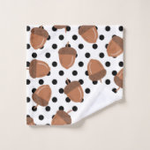 Botanischer Polka-Dot-Fall-Dekor aus schwarzem und Badhandtuch Set (Waschlappen)