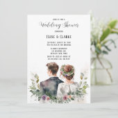 Botanischer Polterabend von Braut und Groom in Einladung (Stehend Vorderseite)