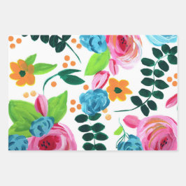 Botanischer Pop Geschenkpapier Set