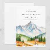 Botanischer Printable Mountain Save The Date (Vorne/Hinten)