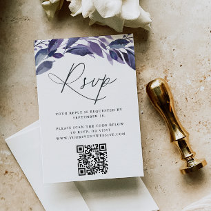 Botanischer QR-Code für reichlich Foliage Violet RSVP Karte