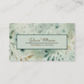 Botanischer QR-Code für Sage Green & Gold Watercol Visitenkarte (Vorderseite)