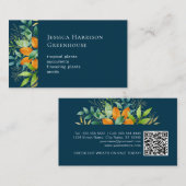 Botanischer QR-Code für Wasserfarben-Grünpflanzen Visitenkarte (Vorne/Hinten)