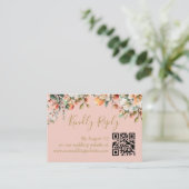 Botanischer QR-Code-UAWG für Peach und Gold Floral Begleitkarte (Stehend Vorderseite)
