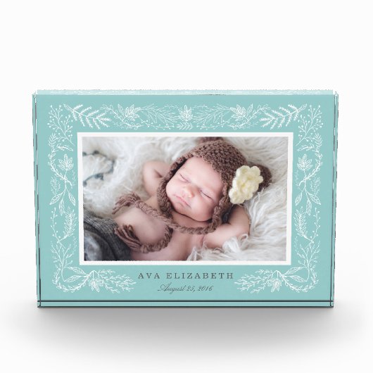 Botanischer Rahmen | Baby Fotoblock (Vorderseite)