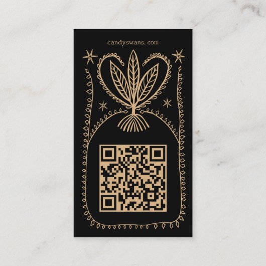 Botanischer Rahmen, einzigartig Boho Custom QR Visitenkarte (Rückseite)